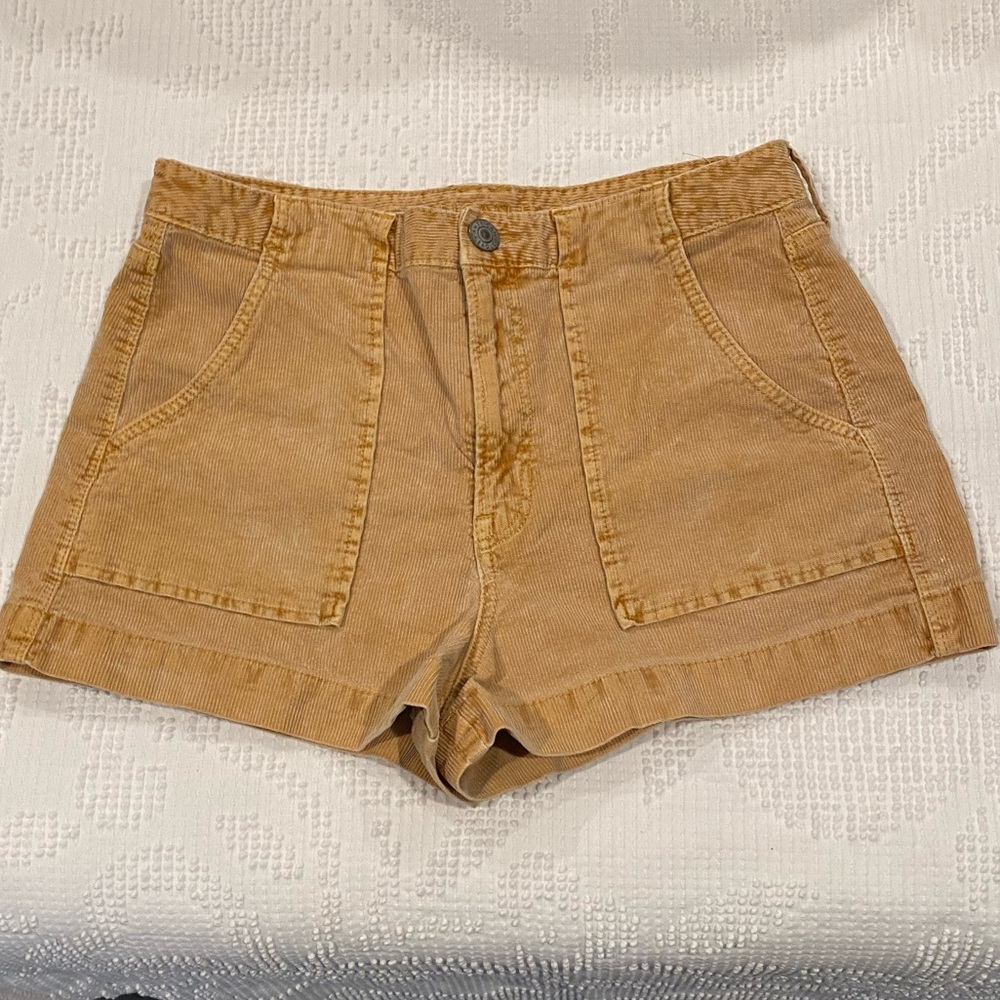American eagle utility shorts velvet velour corduroy orange tan shorts size 8